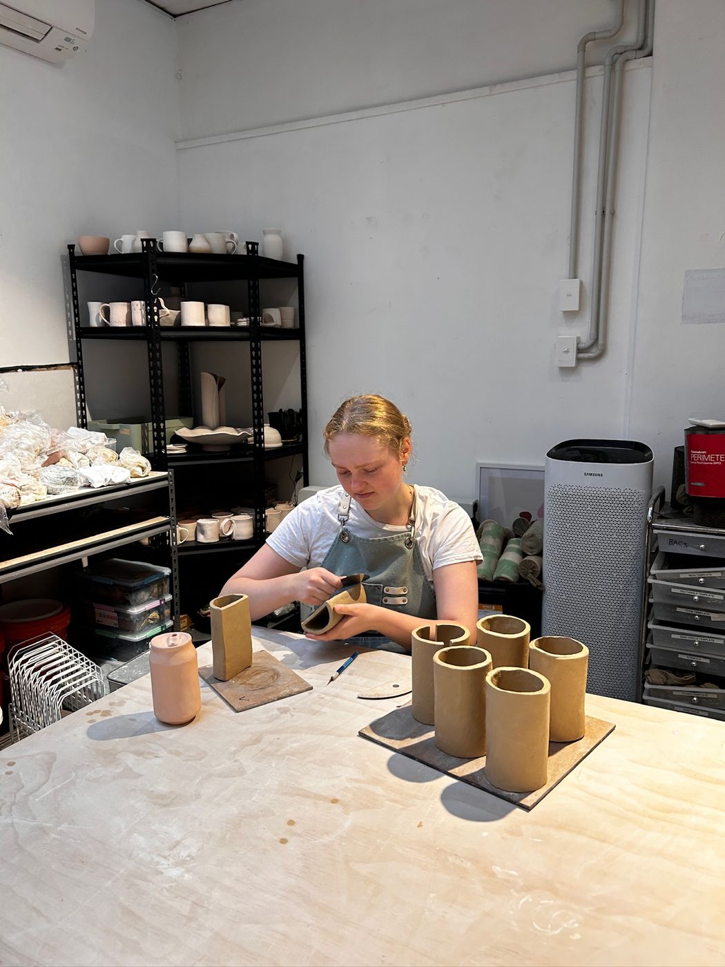 Jodi working with clay